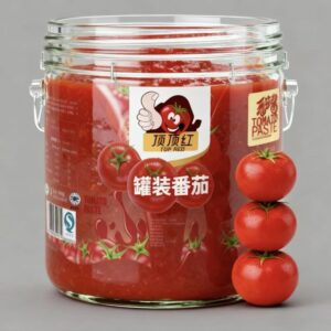 Ketchup in a glass jar
